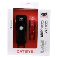 CatEye AMPP 200 Lumen LED Front & VIZ 100 LED Rear USB Light Set 