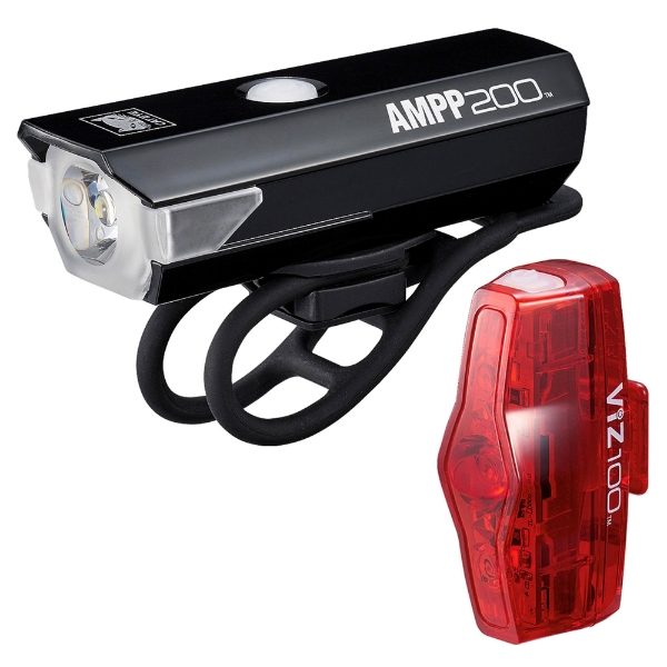 CatEye AMPP 200 Lumen LED Front & VIZ 100 LED Rear USB Light Set 