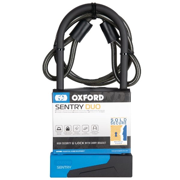 Oxford Sentry Duo U-Lock Blue 275mmx110mm & Cable Silver Rated
