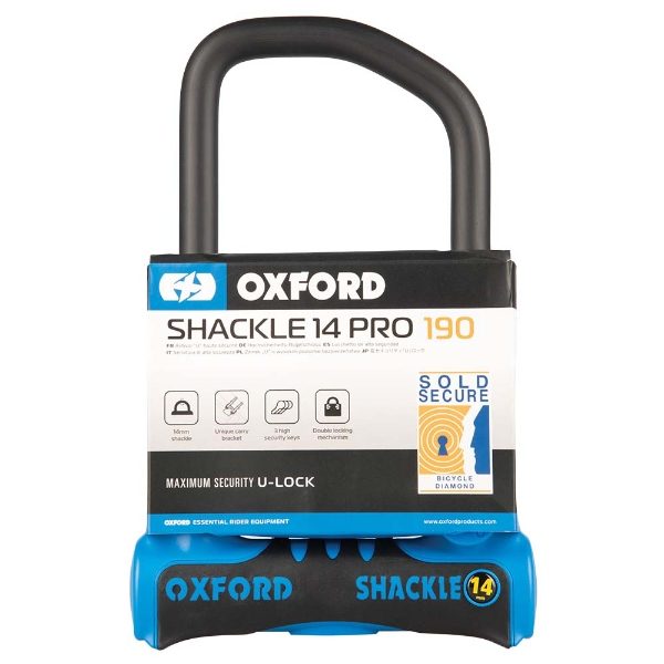 Oxford Shackle14 Pro U-Lock Blue 260mm x 177mm (Diamond Rated) 