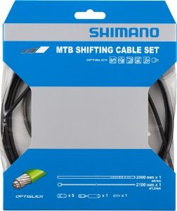 Shimano MTB Gear Cable Set Rear Only, OPTISLICK Coated Stainless Steel Inners, Black