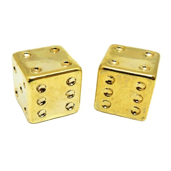 Dice Schrader Valve Caps Gold (Pair)